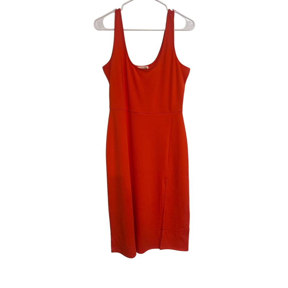 Open Edit Orange Sleeveless Midi Dress Womens Large Stretch Minimalist
